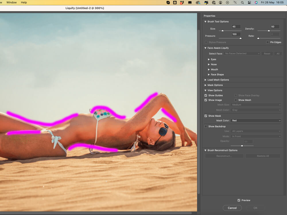 bikini retouching liguify tool photoshop