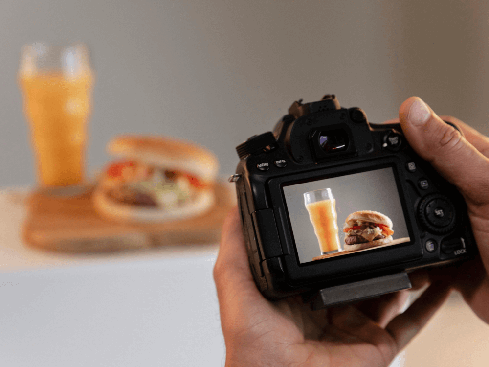 burger being photographed